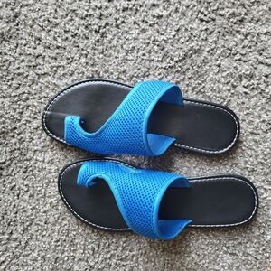 Blue and Black Slide Sandals